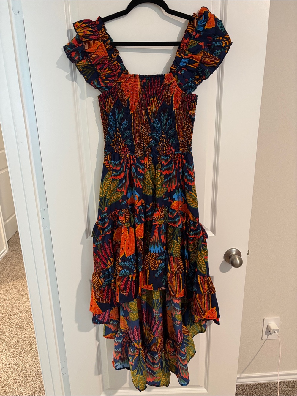 Live 4 Truth Navy Multicolor Ruffle High-Low Maxi Dress